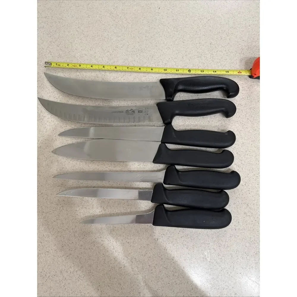 7 Victorinox Forschner Knives Knife Set 9” to 16” long SWISS Made vtg